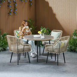 Malta 4 Seater Rope Garden Dining Set with Round Table - thumbnail 7