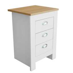Heritage 3 Drawer Bedside Table Bedside Cabinet, White - thumbnail 4