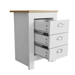 Heritage 3 Drawer Bedside Table Bedside Cabinet, White - thumbnail 5