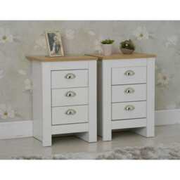 Heritage 3 Drawer Bedside Table Bedside Cabinet, White - thumbnail 3