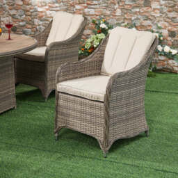 6 Seater Nature Rattan Dining Set with Round Firepit Table - thumbnail 5