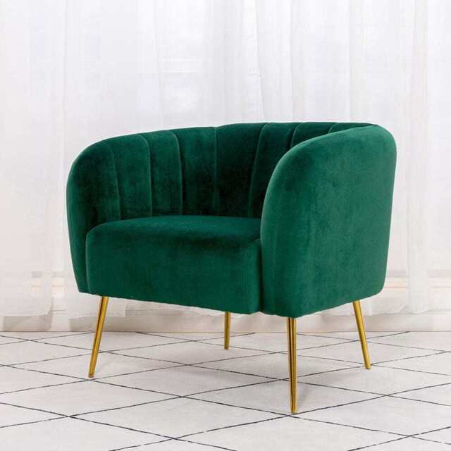 Russell Velvet Armchair In Green - image 1