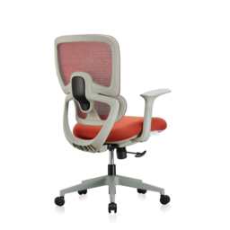 Premium Fabric Blend Ergonomic Office Chair with Headrest Option, Without Headrest / Grey+Red - thumbnail 4
