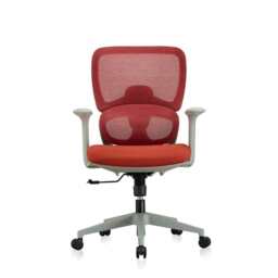 Premium Fabric Blend Ergonomic Office Chair with Headrest Option, Without Headrest / Grey+Red - thumbnail 2