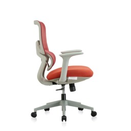 Premium Fabric Blend Ergonomic Office Chair with Headrest Option, Without Headrest / Grey+Red - thumbnail 3
