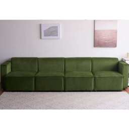 Tessa Modular 4 Seater Sofa, Velvet Moss Green - thumbnail 3