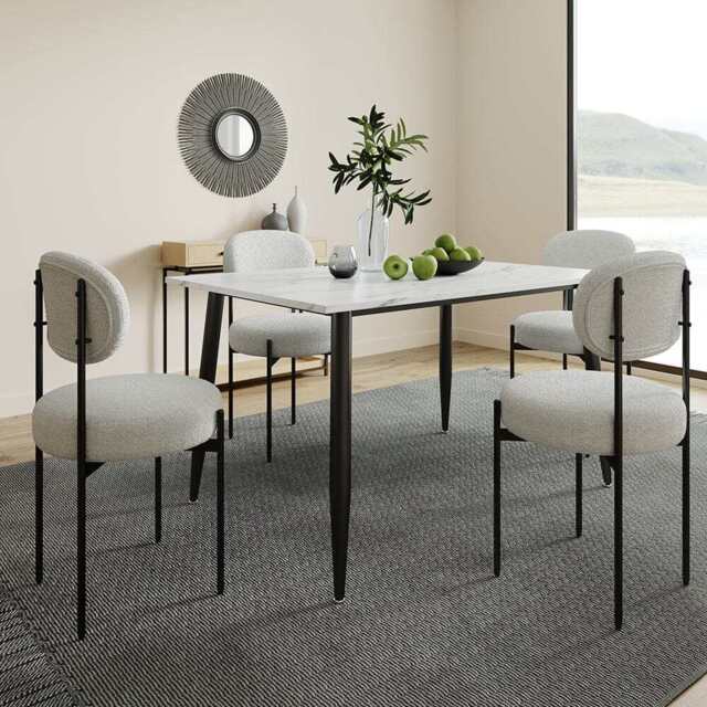 Lisa 120cm Rectangle Dining Table Set With 4 Boucle Chairs - image 1