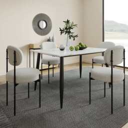 Lisa 120cm Rectangle Dining Table Set With 4 Boucle Chairs - thumbnail 1