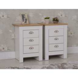 Set of 2 Heritage Bedside Tables Storage Cabinet, White - thumbnail 1