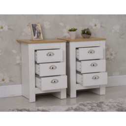 Set of 2 Heritage Bedside Tables Storage Cabinet, White - thumbnail 2