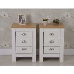 Set of 2 Heritage Bedside Tables Storage Cabinet, White - thumbnail 3