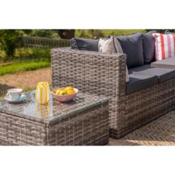 Vancouver 5-Seater Rattan Corner Sofa Set with Cubic Fire Pit Table and Rain cover - thumbnail 5