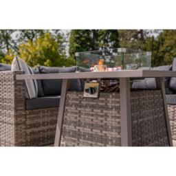 Vancouver 5-Seater Rattan Corner Sofa Set with Cubic Fire Pit Table and Rain cover - thumbnail 8