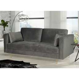 Avery Velvet 2 Seater Sofa with 2 Scatter Cushions, Grey - thumbnail 1