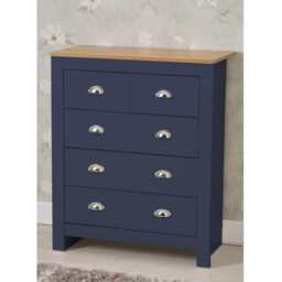 Heritage 3+2 Chest Of Drawers Storage Cabinet, Blue