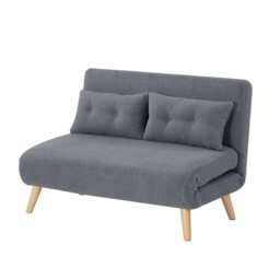 Jola Grey Boucle Foldable Sofa Bed With Wooden Legs And Pillow, X-Large