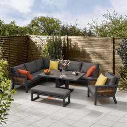 Berlin 9 Seater Aluminium Outdoor Garden Sofa Set with Lifting Table and Bench - thumbnail 2