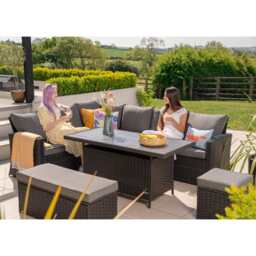 Rosen 9 Seater Rattan Garden Dining Set With Storage Bench And Stool, Black / Without Rain Cover - thumbnail 8