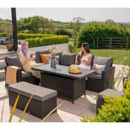 Rosen 9 Seater Rattan Garden Dining Set With Storage Bench And Stool, Black / Without Rain Cover - thumbnail 5