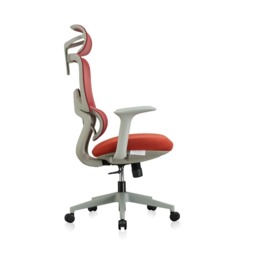 Premium Fabric Blend Ergonomic Office Chair with Headrest Option, With Headrest / Grey+Red - thumbnail 6