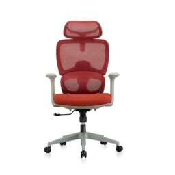 Premium Fabric Blend Ergonomic Office Chair with Headrest Option, With Headrest / Grey+Red - thumbnail 2