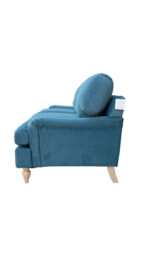 Bunburry 3 Seater Sofa Upholstered Sofa, Velvet Teal - thumbnail 5