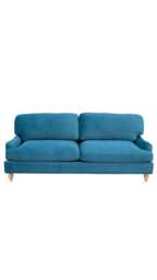 Bunburry 3 Seater Sofa Upholstered Sofa, Velvet Teal - thumbnail 2