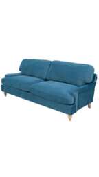 Bunburry 3 Seater Sofa Upholstered Sofa, Velvet Teal - thumbnail 3