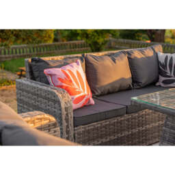 Lotus Outdoor 10 Seater Rattan Garden Sofa with Fire Pit Table Set, With Rain Cover - thumbnail 8