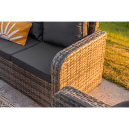 Lotus Outdoor 10 Seater Rattan Garden Sofa with Fire Pit Table Set, With Rain Cover - thumbnail 7
