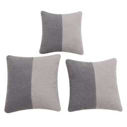 Birchcraft Teddy Fleece 3 Piece Indoor Soft Throw Pillow Set Scatter Cushions, Grey And Light Grey