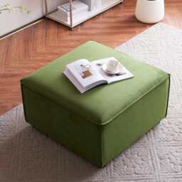 Tessa Modular Ottoman, Velvet Moss Green - thumbnail 1