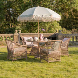Provence 4‑Seater Rattan Garden Dining Set with Round Table and Furniture Cover - thumbnail 2