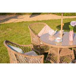 Provence 4‑Seater Rattan Garden Dining Set with Round Table and Furniture Cover - thumbnail 9