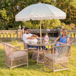 Provence 4‑Seater Rattan Garden Dining Set with Round Table and Furniture Cover - thumbnail 4
