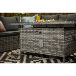 Rosen 9 Seater Rattan Garden Furniture Corner Sofa Fire Pit Set with Armchair and Stools, Without Rain Cover - thumbnail 7