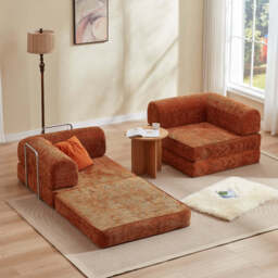 Hugspacee Velvet Compressed Daybed Large Lounge Sofa, Orange - thumbnail 9