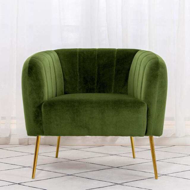 Russell Velvet Armchair In Moss Green - image 1