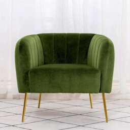 Russell Velvet Armchair In Moss Green - thumbnail 3