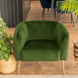 Russell Velvet Armchair In Moss Green - thumbnail 2