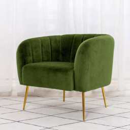 Russell Velvet Armchair In Moss Green - thumbnail 4