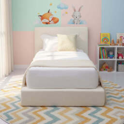 Marshmuff Soft Frame Boucle Bed Frame With Headboard King Bed or Double Bed or Single Bed, Single Size Frame / White