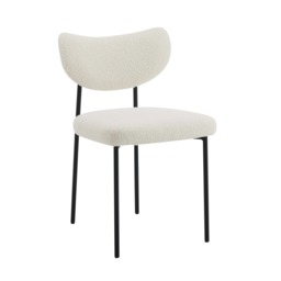Set Of 2 Luca Designer Upholstered Boucle Dining Chair, Beige Boucle - thumbnail 2