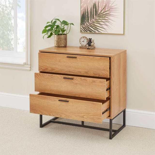 Belluno Industrial Style 3 Drawer Chest Of Drawers Cabinet - image 1