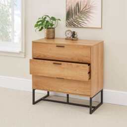 Belluno Industrial Style 3 Drawer Chest Of Drawers Cabinet - thumbnail 3