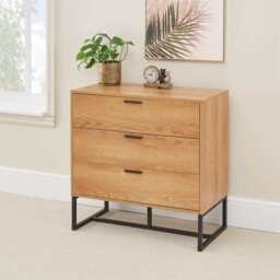 Belluno Industrial Style 3 Drawer Chest Of Drawers Cabinet - thumbnail 2