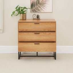 Belluno Industrial Style 3 Drawer Chest Of Drawers Cabinet - thumbnail 8