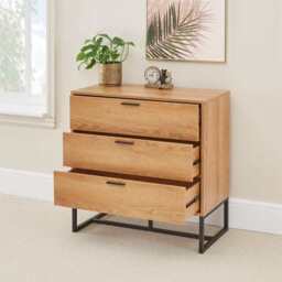 Belluno Industrial Style 3 Drawer Chest Of Drawers Cabinet - thumbnail 1