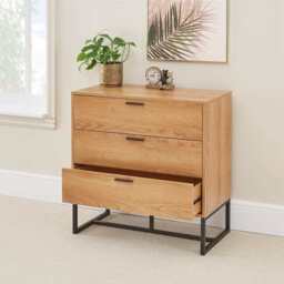 Belluno Industrial Style 3 Drawer Chest Of Drawers Cabinet - thumbnail 5