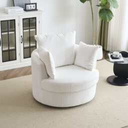 Ruth Corduroy Swivel Armchair With Scatter Cushions, White - thumbnail 3